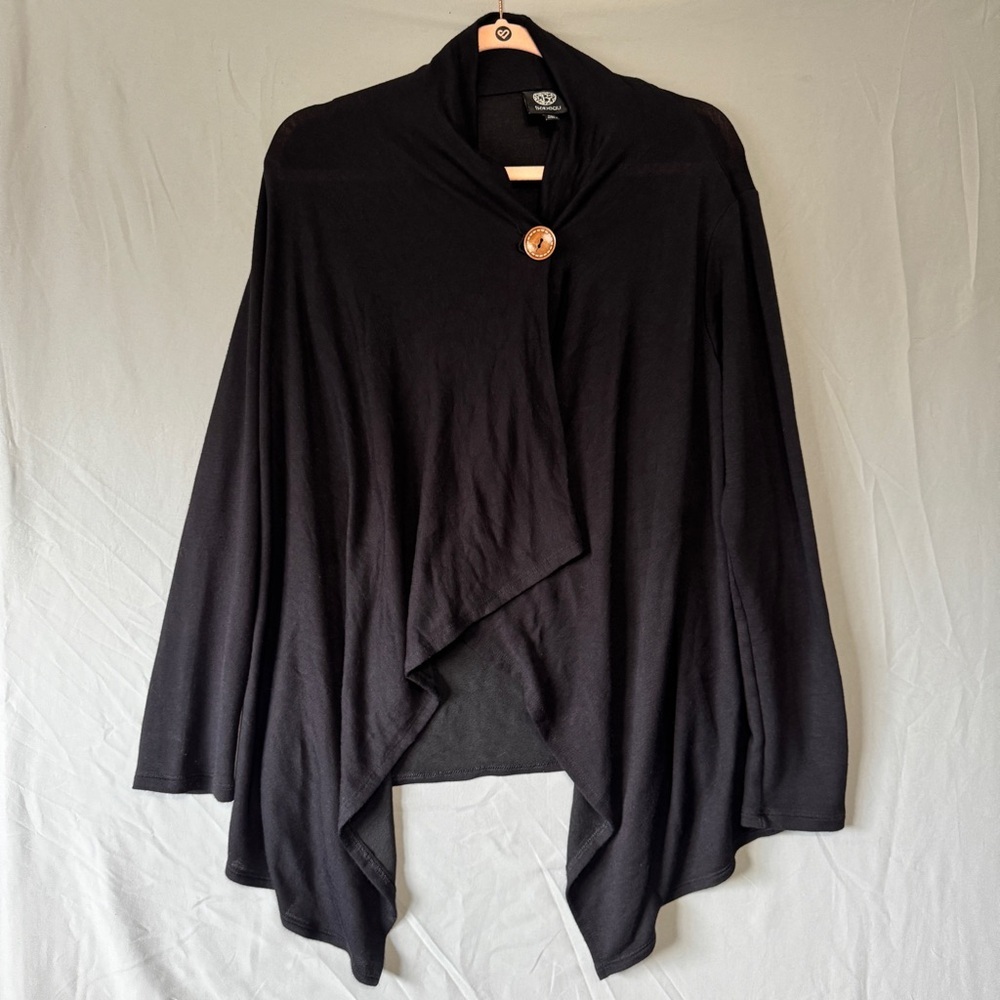Bobeau Womens Button Shawl M Black Whimsigoth Fairy Grunge Asymmetric Witchy